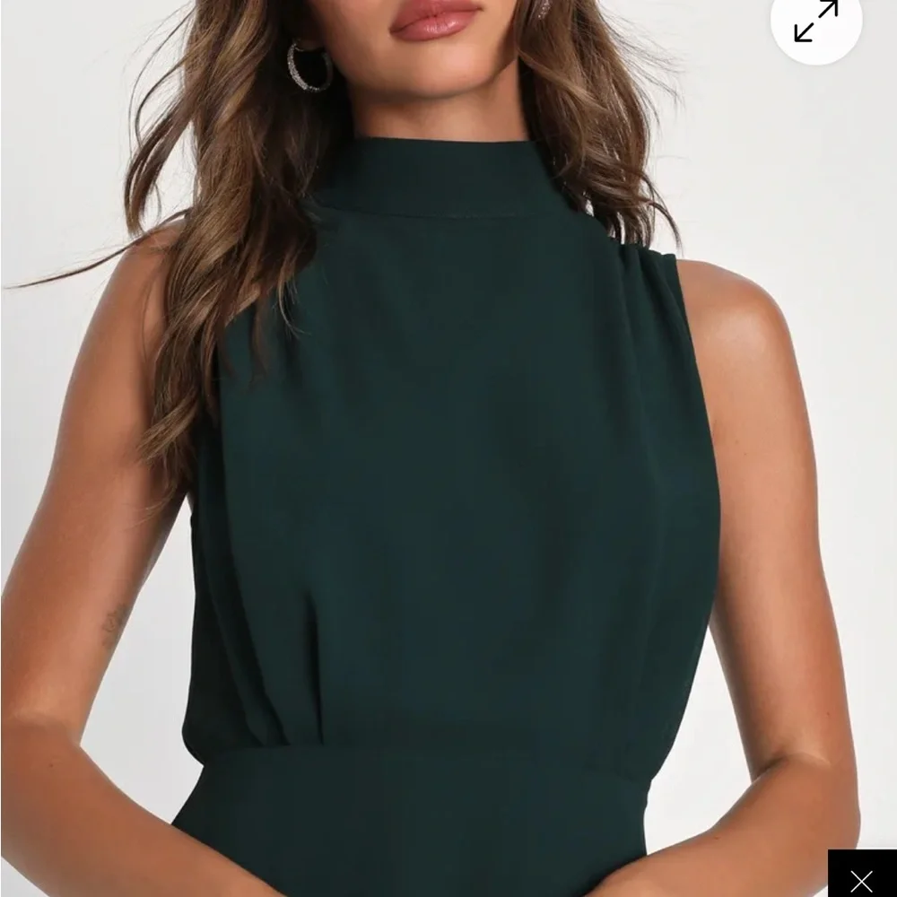 Lulu's Emerald Green Chiffon Sleeveless Mock NeckMaxi Dress - Picture 3 of 10